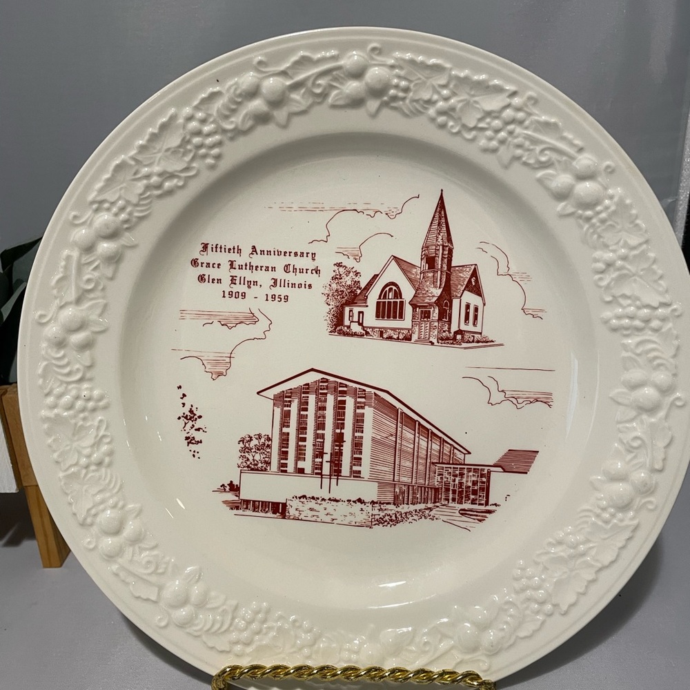 Grace Lutheran Church Glen Ellyn Illinois 1909 - 1959 Collector’s Plate